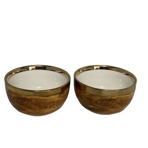 2 / Pampa Bay Wood Look Titanium-Plated Porcelain Snack Bowl